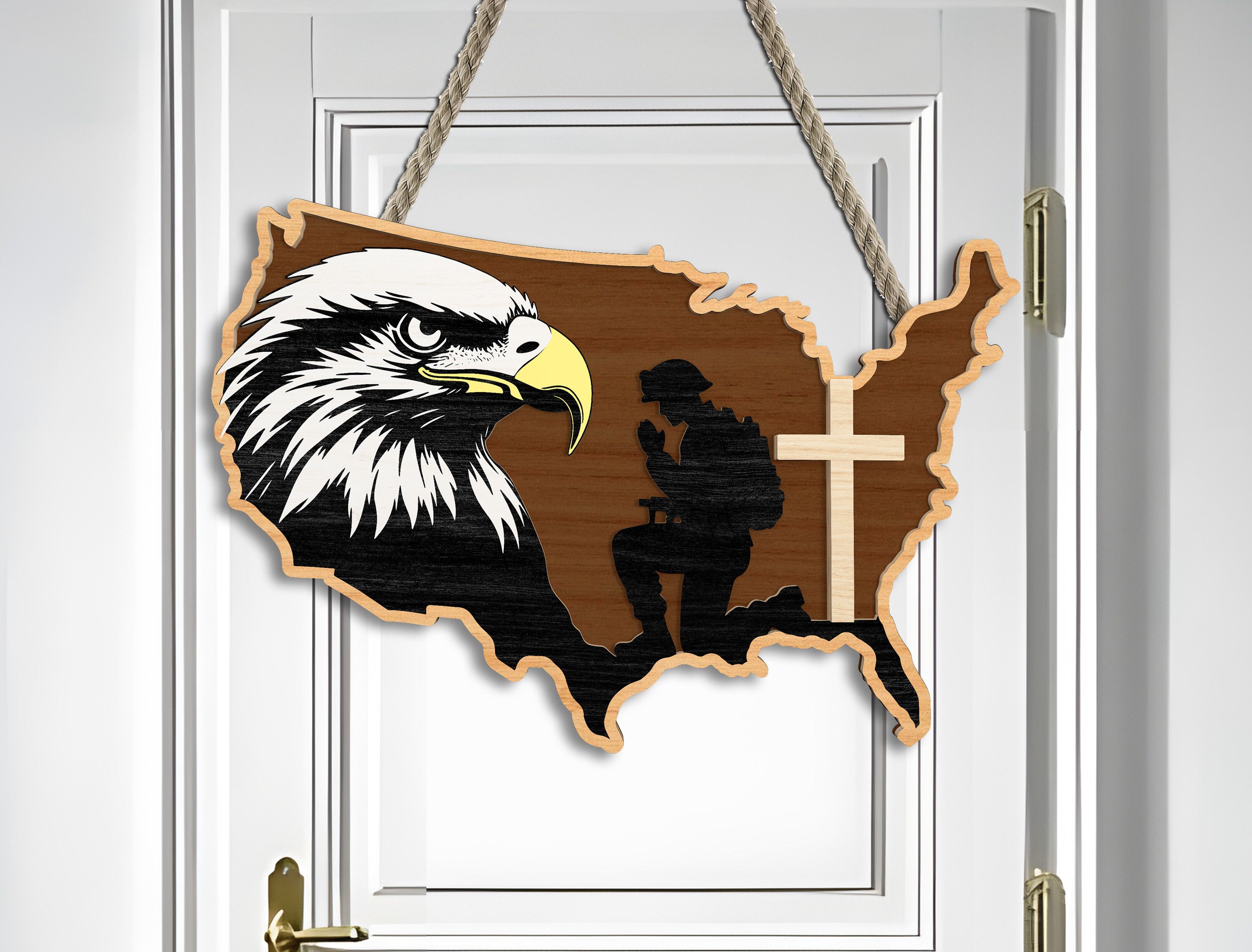 Patriotic Layered Door Sign SVG