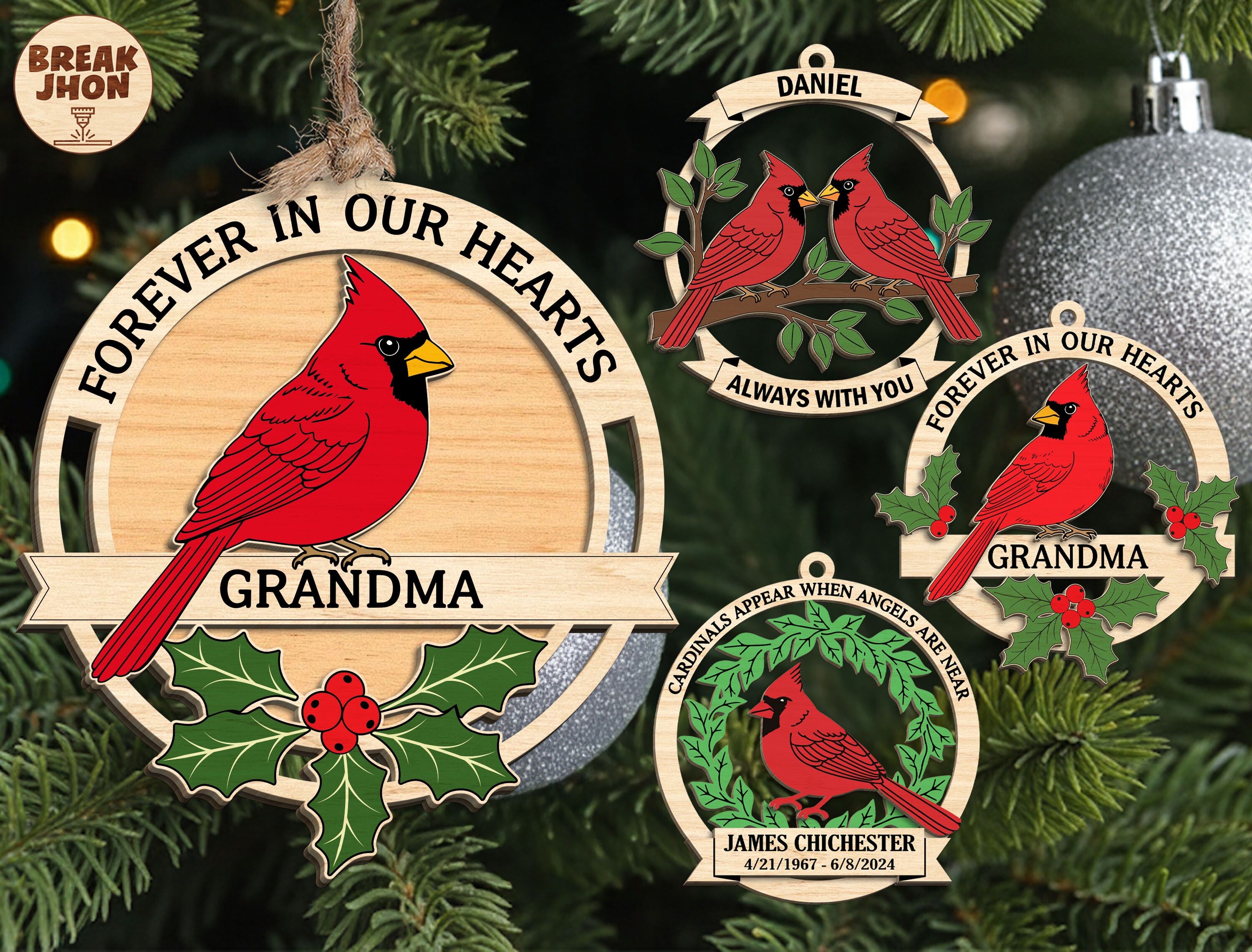 Cardinal Memorial Ornament SVG Bundle