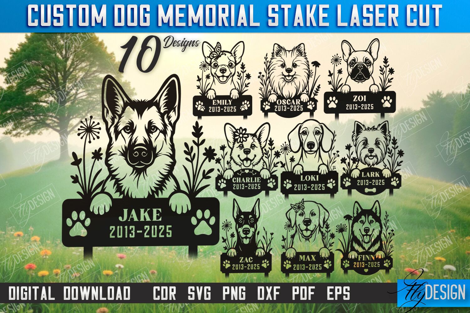 Dog Memorial Garden Stakes Laser Cut Set